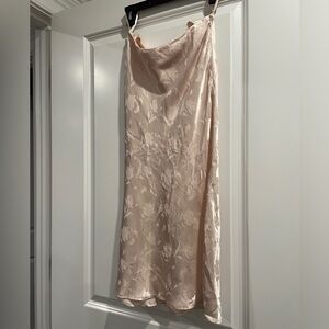 Cotton Candy LA Light Pink Silk Skirt with Flower Pattern, size S